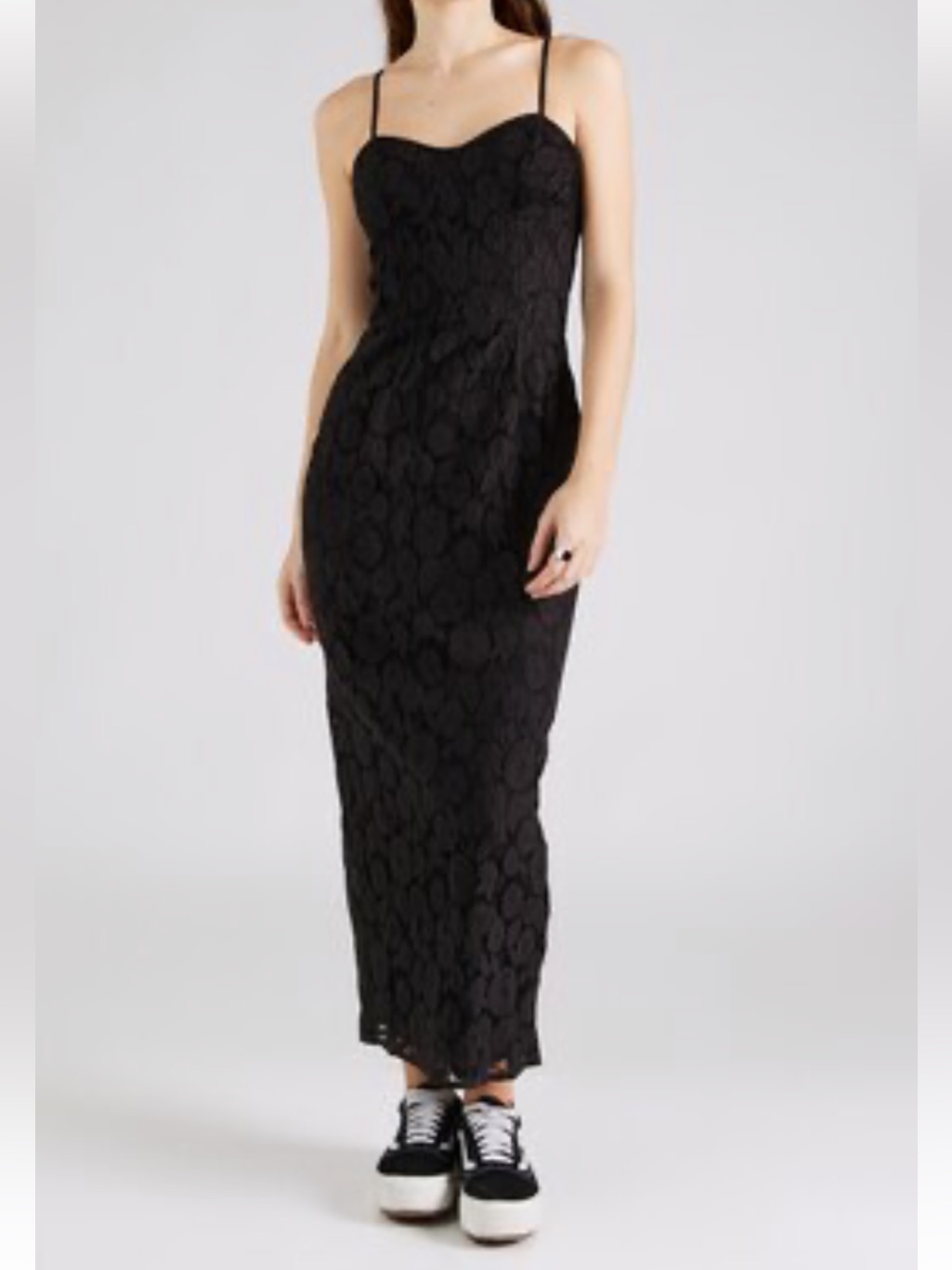 Topshop Black Floral Lace Sweetheart Neckline Cami Maxi Dress Nwt Size 8